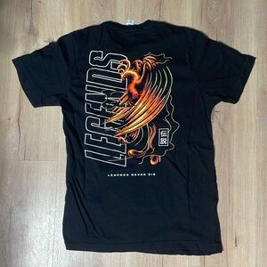 Tuned in Tokyo Legends‎ Never Die T-Shirt. Phoenix. Black. Medium. GUC.